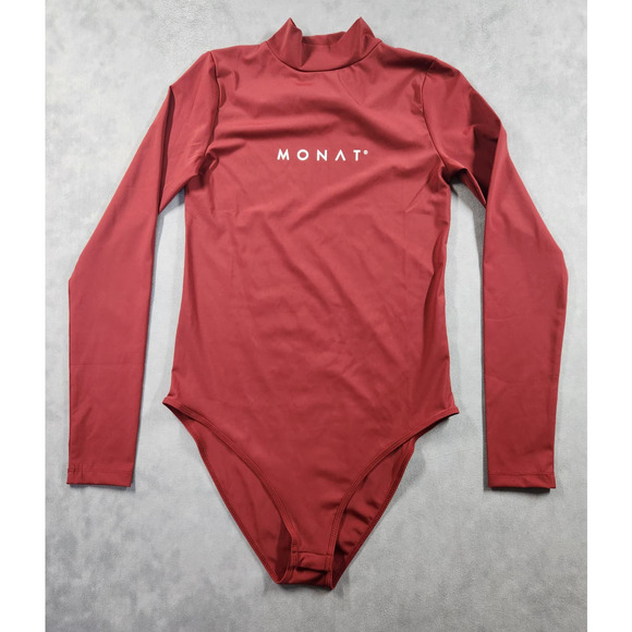 MONAT GEAR Body Suit New Womens Size Large Maroon Nylon Spandex Mock Neck NWT - Picture 2 of 13